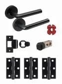 JTDP81705 Jigtech Matt Black 'Riva' Privacy Door Pack &lpar;57mm Backset and 3" Hinges&rpar;