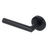 BLU Performance Mitre Lever Door Handle on Round Rose&comma; 316 Stainless Steel in a Matt Black Lacquered Finish &lpar;KM060C-MBL&rpar;