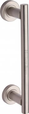 Click Here To Enlarge This Photo Of V2057 336-SN Heritage Brass 19mm Bar Door Pull Handle with base 336mm Satin Nickel finish