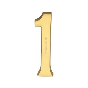 Click Here To Enlarge This Photo Of C1564 1-ULB Heritage Brass Numeral 1 Concealed Fix 76mm &lpar;3"&rpar; Unlacquered Brass