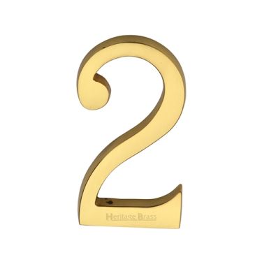 Click Here To Enlarge This Photo Of C1564 2-ULB Heritage Brass Numeral 2 Concealed Fix 76mm &lpar;3"&rpar; Unlacquered Brass