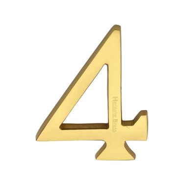 Click Here To Enlarge This Photo Of C1564 4-ULB Heritage Brass Numeral 4 Concealed Fix 76mm &lpar;3"&rpar; Unlacquered Brass