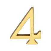 C1564 4-ULB Heritage Brass Numeral 4 Concealed Fix 76mm &lpar;3"&rpar; Unlacquered Brass