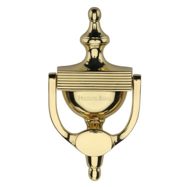 Click Here To Enlarge This Photo Of RR912 195-ULB Heritage Brass Reeded Urn Knocker 7 1&sol;4" Unlacquered Brass finish