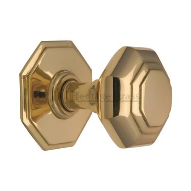 Click Here To Enlarge This Photo Of V890-ULB Heritage Brass Octagon Centre Door Knob 3" Unlacquered Brass