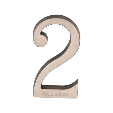 Click Here To Enlarge This Photo Of C1564 2-SN Heritage Brass Numeral 2 Concealed Fix 76mm &lpar;3"&rpar; Satin Nickel finish