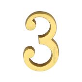 C1564 3-PB Heritage Brass Numeral 3 Concealed Fix 76mm &lpar;3"&rpar; Polished Brass finish