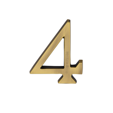 Click Here To Enlarge This Photo Of C1564 4-AT Heritage Brass Numeral 4 Concealed Fix 76mm &lpar;3"&rpar; Antique Brass finish