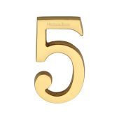 C1564 5-PB Heritage Brass Numeral 5 Concealed Fix 76mm &lpar;3"&rpar; Polished Brass finish