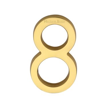 Click Here To Enlarge This Photo Of C1564 8-PB Heritage Brass Numeral 8 Concealed Fix 76mm &lpar;3"&rpar; Polished Brass finish