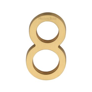 Click Here To Enlarge This Photo Of C1564 8-SB Heritage Brass Numeral 8 Concealed Fix 76mm &lpar;3"&rpar; Satin Brass finish