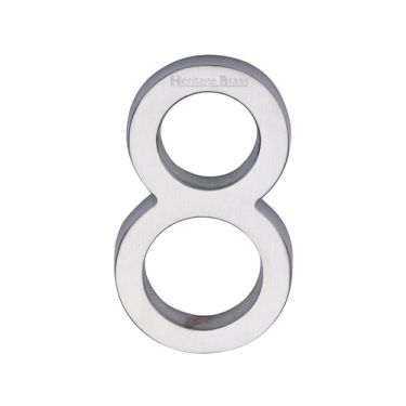Click Here To Enlarge This Photo Of C1564 8-SC Heritage Brass Numeral 8 Concealed Fix 76mm &lpar;3"&rpar; Satin Chrome finish