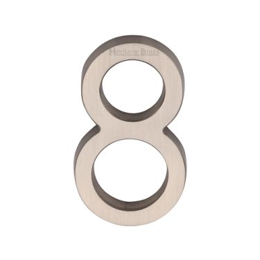 Click Here To Enlarge This Photo Of C1564 8-SN Heritage Brass Numeral 8 Concealed Fix 76mm &lpar;3"&rpar; Satin Nickel finish