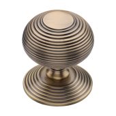RR906-AT Heritage Brass Centre Door Knob Reeded Design 3 1&sol;2" Antique Brass Finish