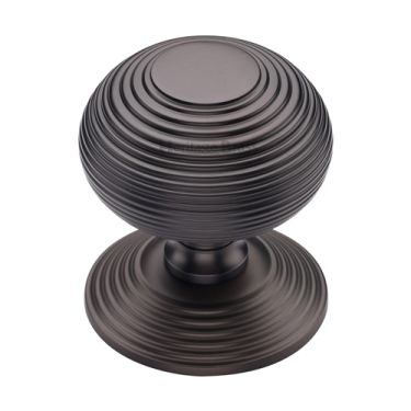 Click Here To Enlarge This Photo Of RR906-MB Heritage Brass Centre Door Knob Reeded Design 3 1&sol;2" Matt Bronze Finish