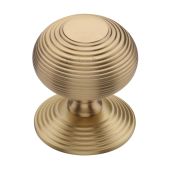 RR906-SB Heritage Brass Centre Door Knob Reeded Design 3 1&sol;2" Satin Brass Finish