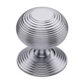 RR906-SC Heritage Brass Centre Door Knob Reeded Design 3 1&sol;2" Satin Chrome Finish