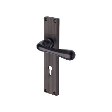 Click Here To Enlarge This Photo Of RR3000-MB Heritage Brass Charlbury Reeded Backplate Lever Lock Matt Bronze finish