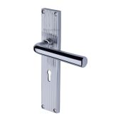 RR3700-PC Heritage Brass Octave Reeded Backplate Lever Lock Polished Chrome finish