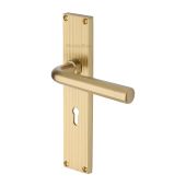 RR3700-SB Heritage Brass Octave Reeded Backplate Lever Lock Satin Brass finish