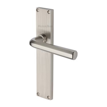 Click Here To Enlarge This Photo Of RR3710-SN Heritage Brass Octave Reeded Backplate Lever Latch Satin Nickel finish