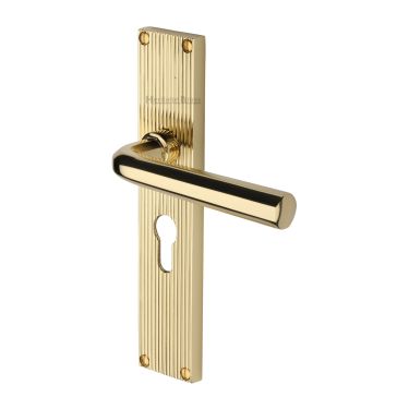 Click Here To Enlarge This Photo Of RR3748-PB Heritage Brass Octave Reeded Backplate Europrofile Polished Brass finish
