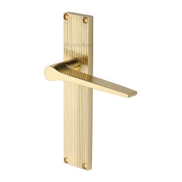 Click Here To Enlarge This Photo Of RR4710-PB Heritage Brass Gio Reeded Lever Latch Polished Brass finish