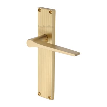 Click Here To Enlarge This Photo Of RR4710-SB Heritage Brass Gio Reeded Lever Latch Satin Brass finish