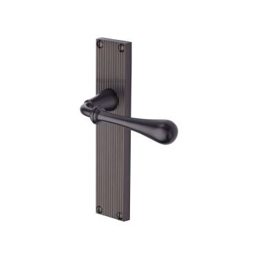 Click Here To Enlarge This Photo Of RR6010-MB Heritage Brass Roma Reeded Backplate Lever Latch Matt Bronze finish