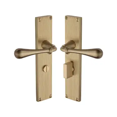 Click Here To Enlarge This Photo Of RR6030-SB Heritage Brass Roma Reeded Bathroom set Satin Brass finish