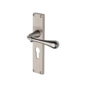 RR6048-SN Heritage Brass Roma Reeded Backplate Euro Profile Satin Nickel finish