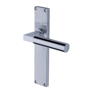 Click Here To Enlarge This Photo Of RR7310-PC Heritage Brass Bauhaus Reeded Lever Latch Polished Chrome finish