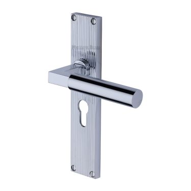Click Here To Enlarge This Photo Of RR7348-PC Heritage Brass Bauhaus Reeded Euro Profile Polished Chrome finish
