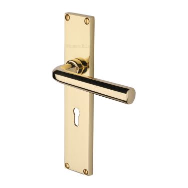 Click Here To Enlarge This Photo Of VT5900-PB Heritage Brass Octave Lever Lock Door Handle on 200mm Plate Polished Brass finish