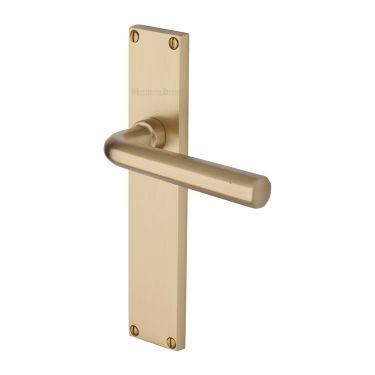 Click Here To Enlarge This Photo Of VT5910-SB Heritage Brass Octave Lever Latch Door Handle on 200mm Plate Satin Brass finish