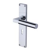 VT6300-PC Heritage Brass Bauhaus Lever Lock Door Handle on 200mm Plate Polished Chrome finish