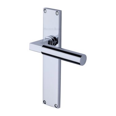 Click Here To Enlarge This Photo Of VT6310-PC Heritage Brass Bauhaus Lever Latch Door Handle on 200mm Plate Polished Chrome finish