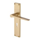 VT8100-SB Heritage Brass Gio Lever Lock Door Handle on 200mm Plate Satin Brass finish