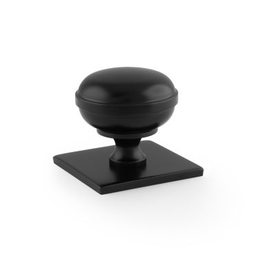 Click Here To Enlarge This Photo Of AW826-34-BL - Alexander & Wilks Quantock Cupboard Knob 34mm on Square Backplate - Matt Black