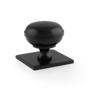 Click Here To Enlarge This Photo Of AW826-38-BL - Alexander & Wilks Quantock Cupboard Knob 38mm on Square Backplate - Matt Black