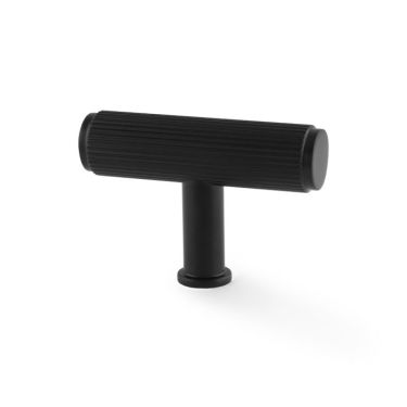 Click Here To Enlarge This Photo Of AW801R-55-BL - Alexander & Wilks Crispin Reeded T-Bar Cupboard Knob - Black - 55mm