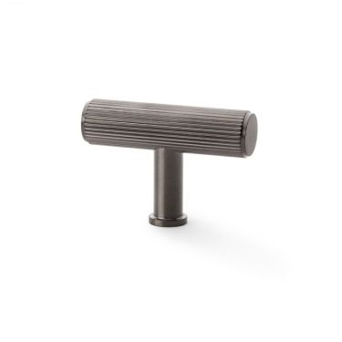 Click Here To Enlarge This Photo Of AW801R-55-DBZPVD - Alexander & Wilks Reeded T-Bar Cupboard Knob 55mm - Dark Bronze