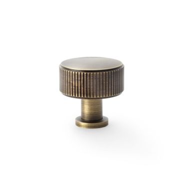 Click Here To Enlarge This Photo Of AW807R-35-AB - Alexander & Wilks Lucia Reeded Cupboard Knob 35mm - Antique Brass