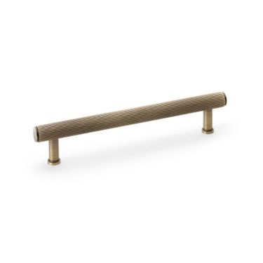 Click Here To Enlarge This Photo Of AW809R-160-AB - Alexander & Wilks Crispin Reeded T-Bar Cabinet Pull 160mm Centres - Antique Brass