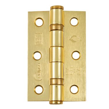 Click Here To Enlarge This Photo Of Eclipse 14096 Grade 7 Satin Brass &lpar;Mild Steel&rpar; Ball Bearing Hinges 76 x 51 x 2mm