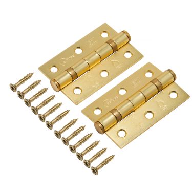 Click Here To Enlarge This Photo Of Eclipse 14096 Grade 7 Satin Brass &lpar;Mild Steel&rpar; Ball Bearing Hinges 76 x 51 x 2mm