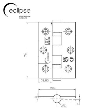 Click Here To Enlarge This Photo Of Eclipse 14097 Grade 7 Antique Bronze &lpar;Mild Steel&rpar; Ball Bearing Hinges 76 x 51 x 2mm