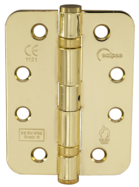 Click Here To Enlarge This Photo Of Eclipse 14106 Grade 11 Polished Brass &lpar;Mild Steel&rpar; Ball Bearing Radius Corner Hinges 102 x 76 x 2&period;7mm