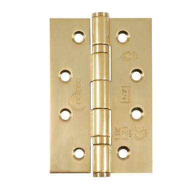 Click Here To Enlarge This Photo Of Eclipse 14341EBP Grade 7 Polished Brass &lpar;Stainless Steel&rpar; Slim Knuckle Ball Bearing Hinges 102 x 67 x 2mm