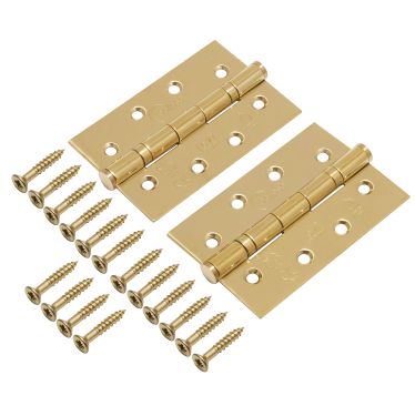 Click Here To Enlarge This Photo Of Eclipse 14341EBP Grade 7 Polished Brass &lpar;Stainless Steel&rpar; Slim Knuckle Ball Bearing Hinges 102 x 67 x 2mm